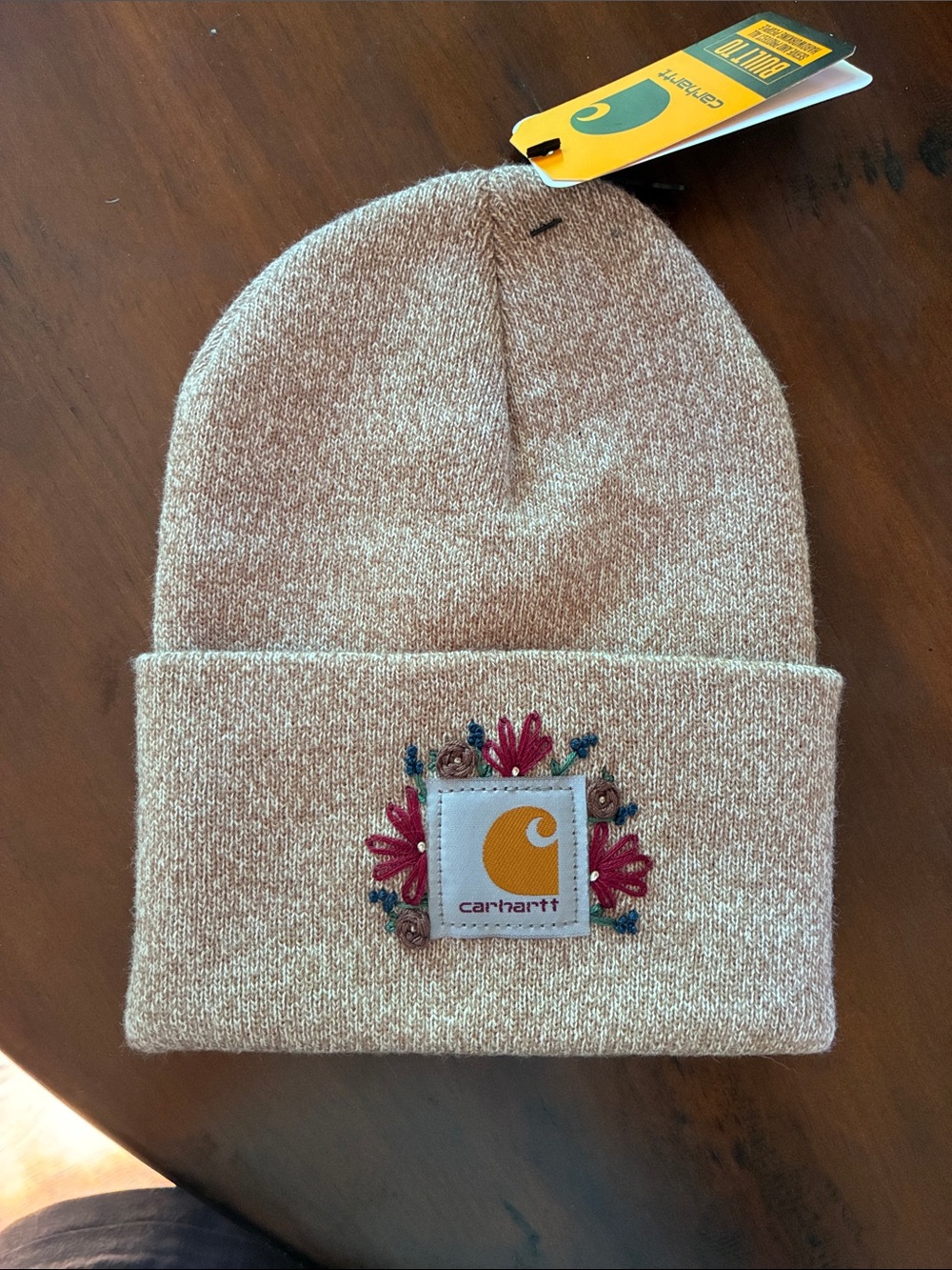Carhartt Tan Embroidered Cuffed Beanie